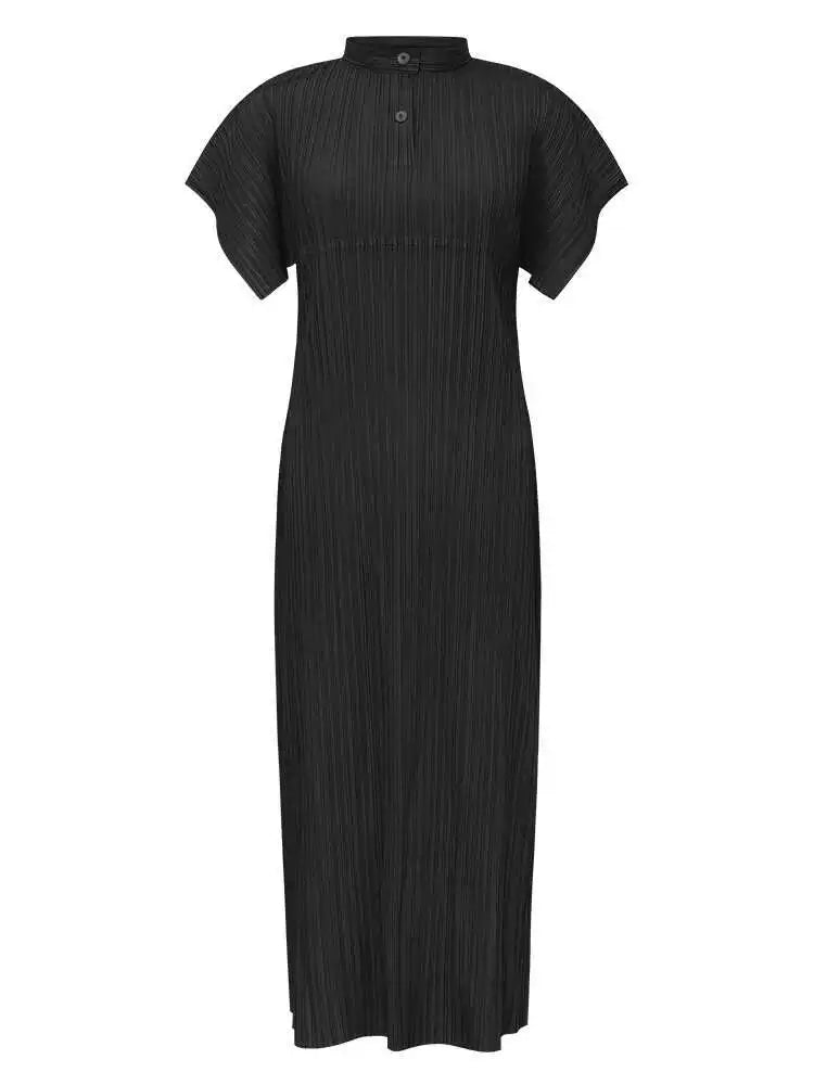 Truly Pleated Stand Collar Dress