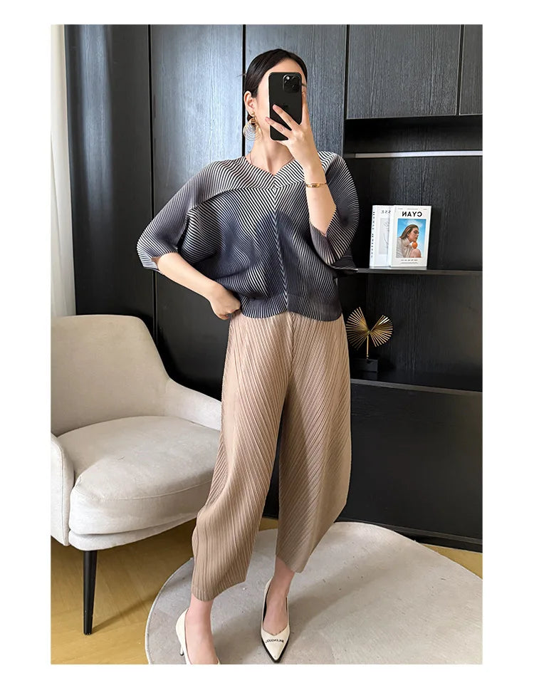 Japanese Pleated Trousers - Pull-On, Modern Cropped
