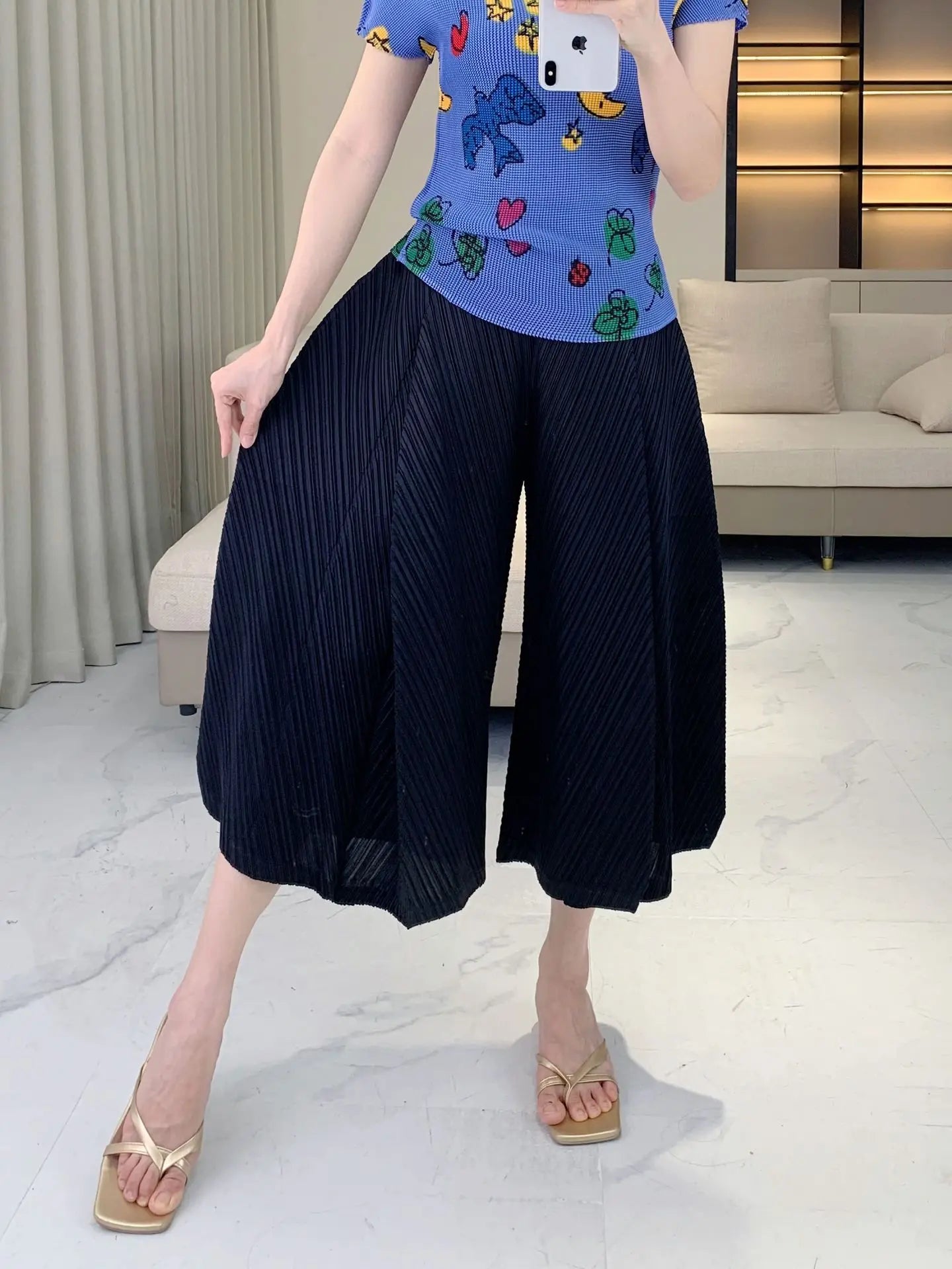 Luxe Plissé Wide Leg Trousers