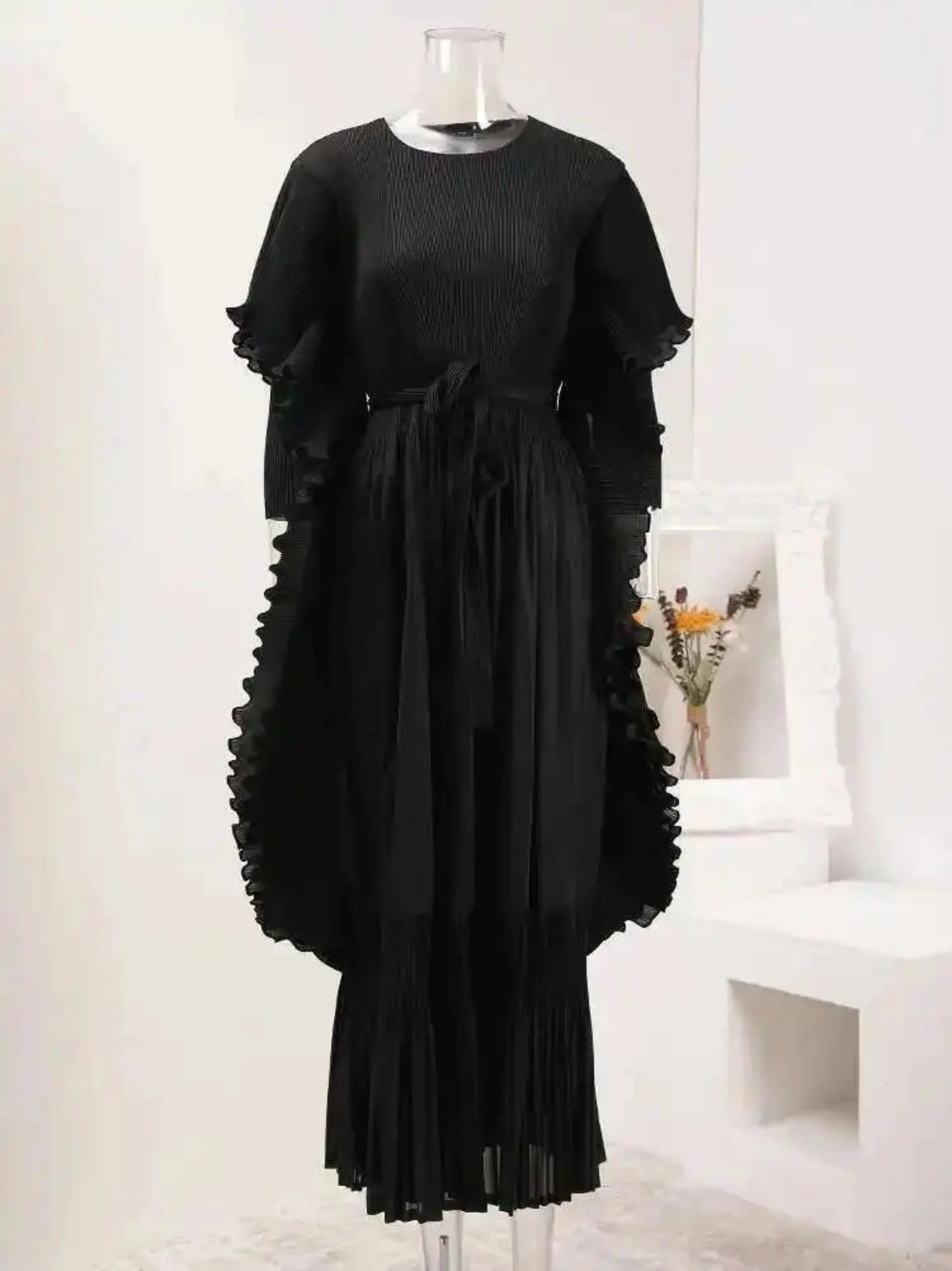 Elegant Ruffled Pleats Dress