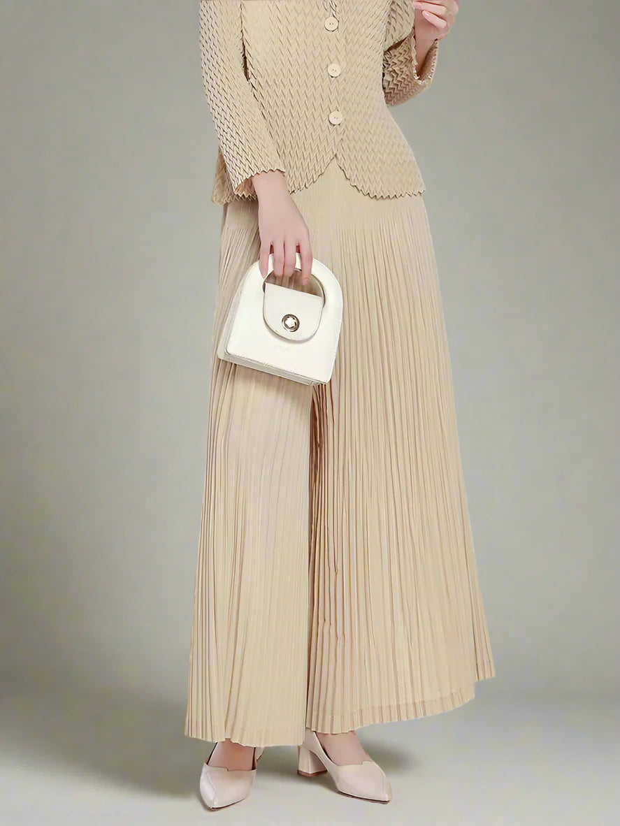 Luxe Wide-Leg Plisse Trousers