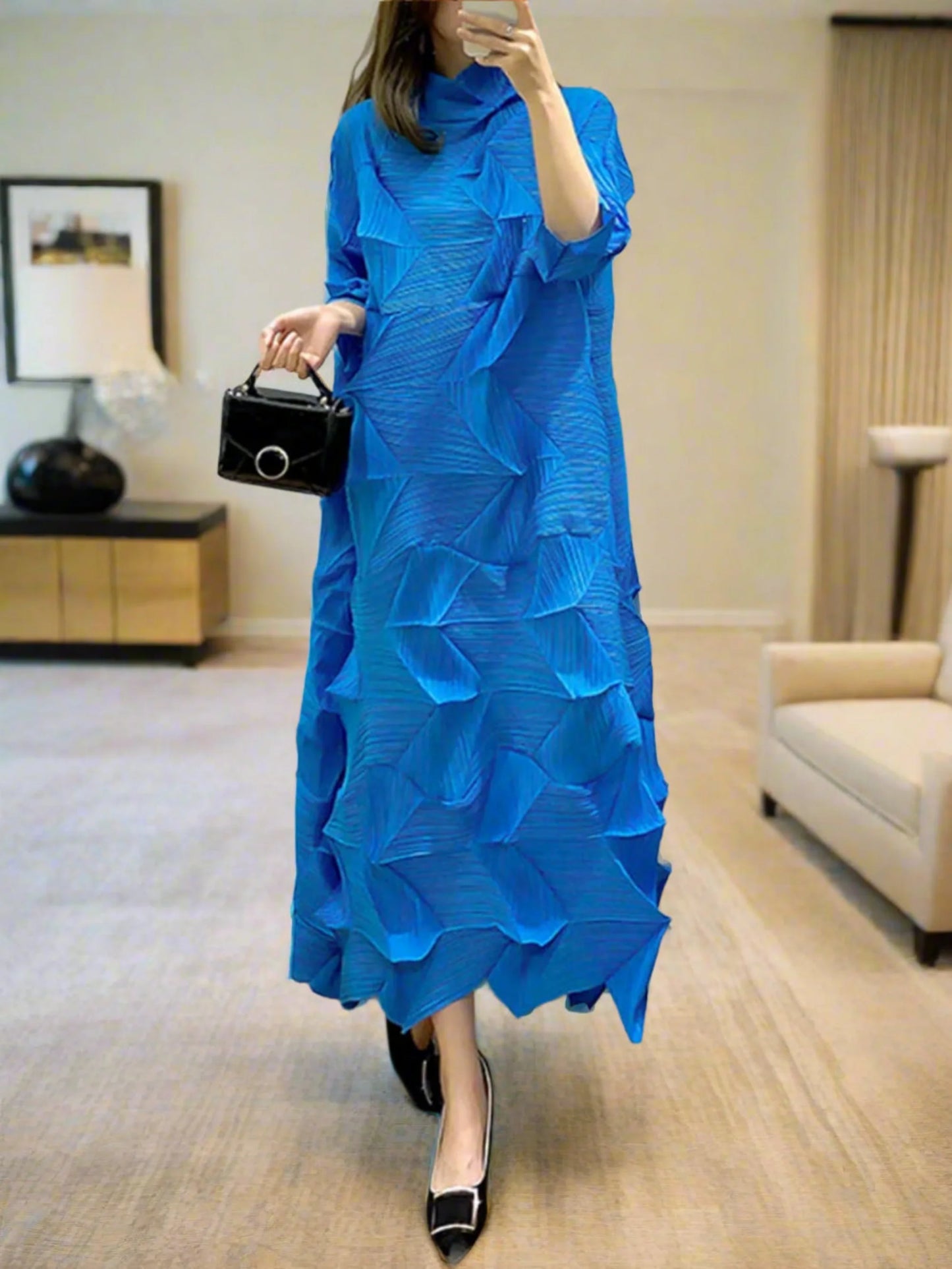 Signature Origami Midi Pleated Dress