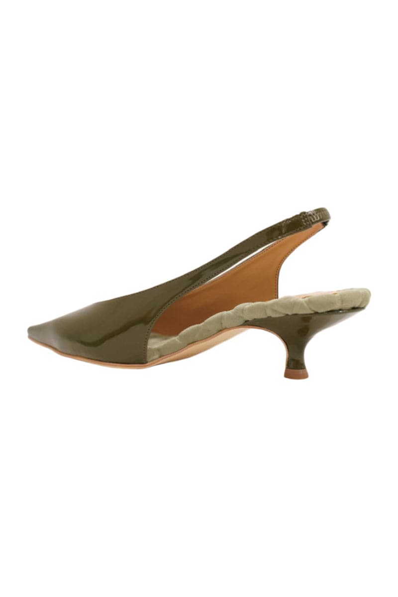 SILVANA GREEN PATENT-EFFECT SLINGBCK PUMPS