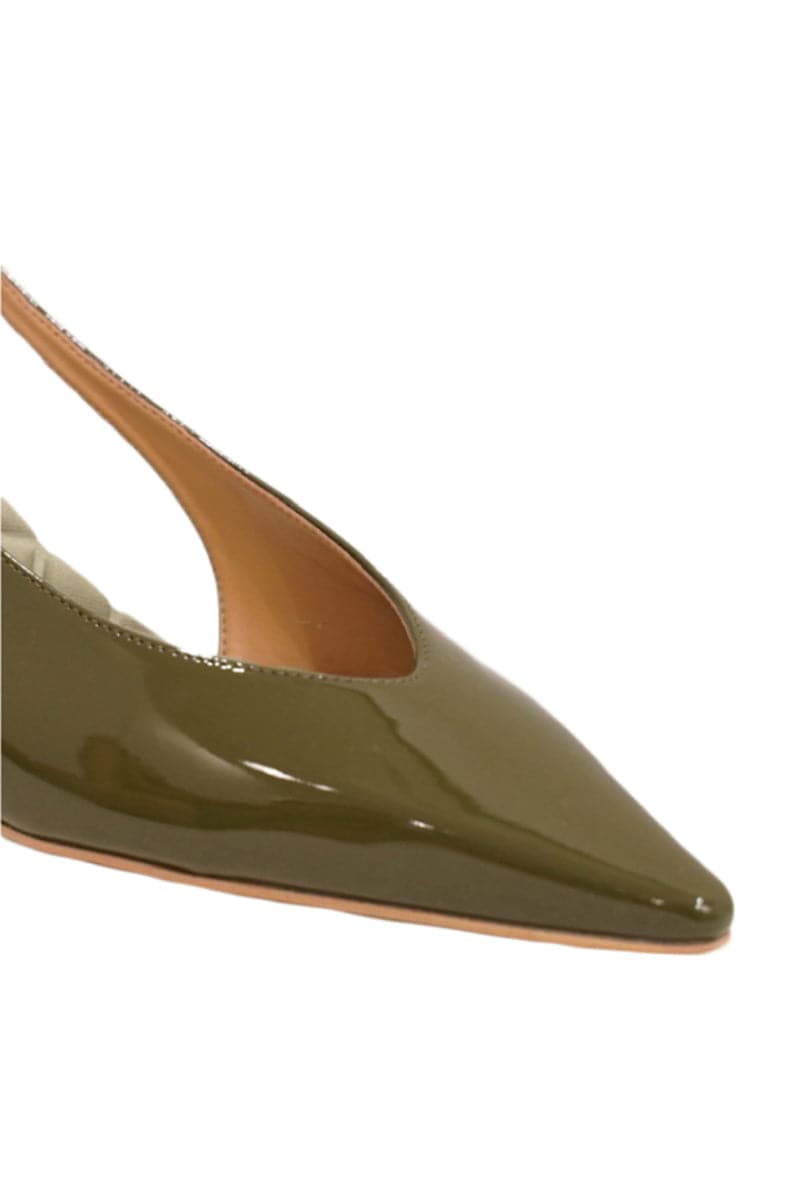 SILVANA GREEN PATENT-EFFECT SLINGBCK PUMPS