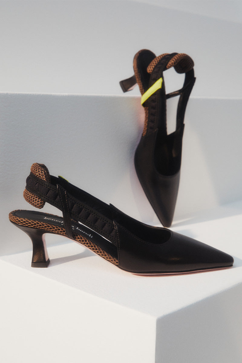 SLINGBACK TEA NERO HEELS