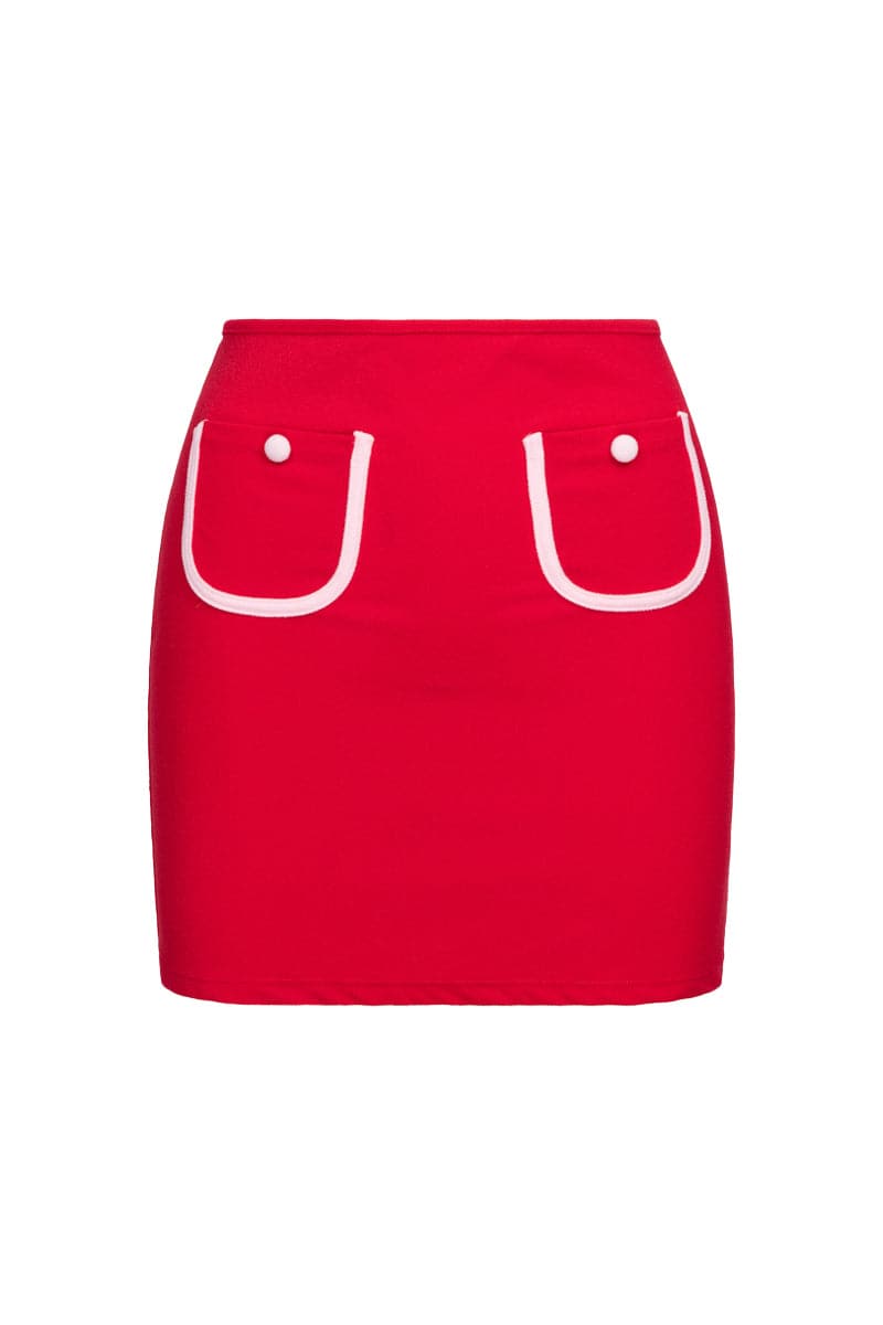THE RED TERRY BRALETTE AND POCKET SKIRT SET