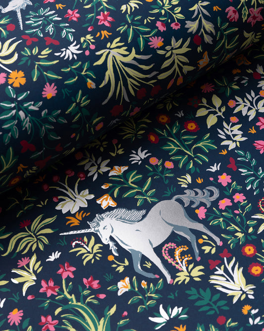 Unicorn's Garden - Wallpaper Double Roll - Indigo