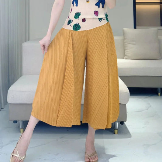 Luxe Plissé Wide Leg Trousers