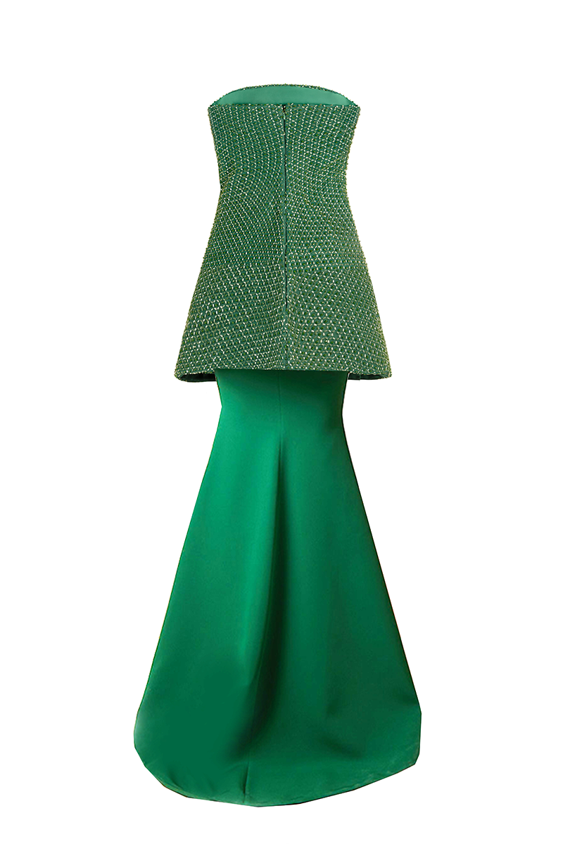 EMERALD CORSET TOP AND SKIRT SET