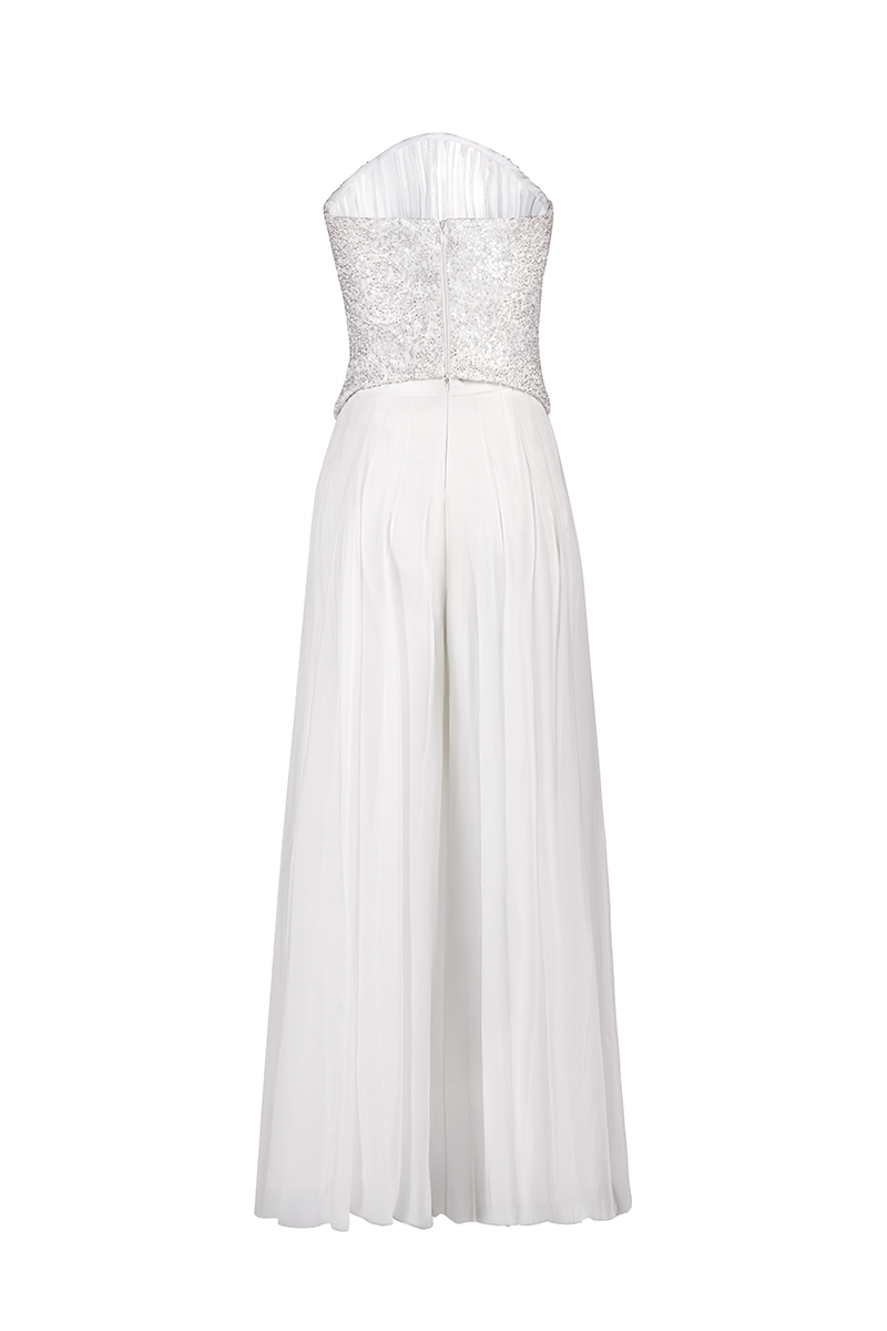 CORSET TOP WITH PALAZZO TROUSER SET IN WHITE