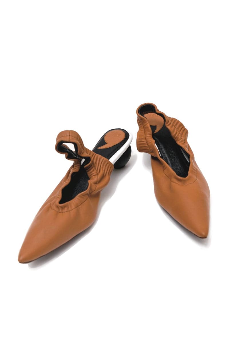 PHOEBE CARAMEL SLING-BACK HEELS