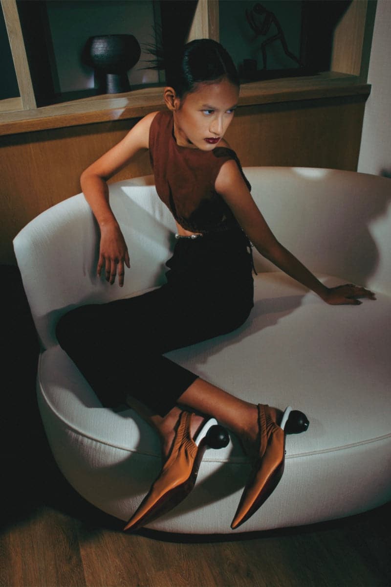 PHOEBE CARAMEL SLING-BACK HEELS