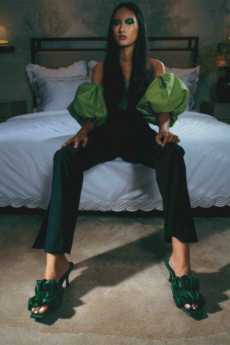 POPPY TOURMALINE GREEN MULES