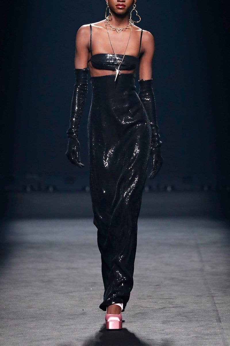 BLACK SEQUINS TOP AND SKIRT SET