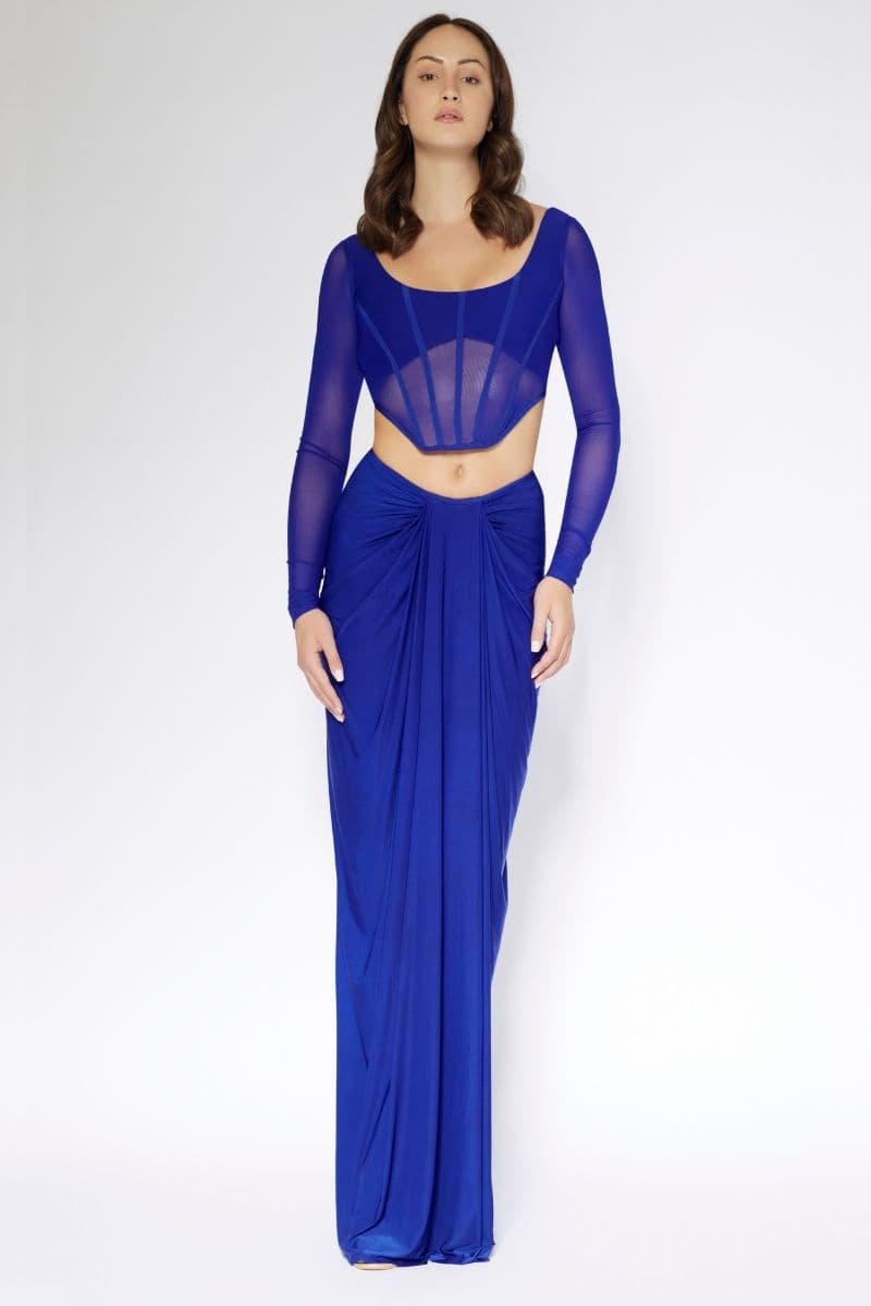 DORIS BLUE CORSET AND MAXI SKIRT SET