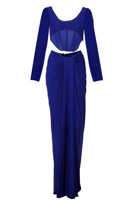 DORIS BLUE CORSET AND MAXI SKIRT SET