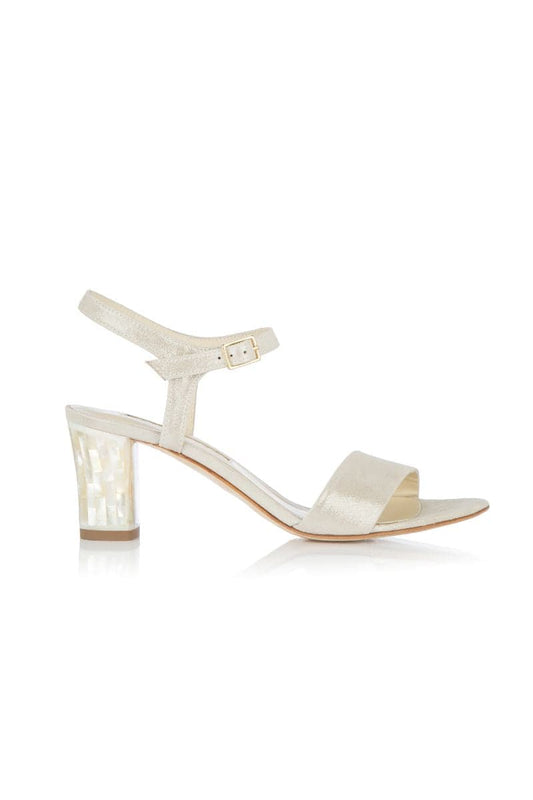 MARTENE CHAMPAGNE SUEDE PEARL HEELS
