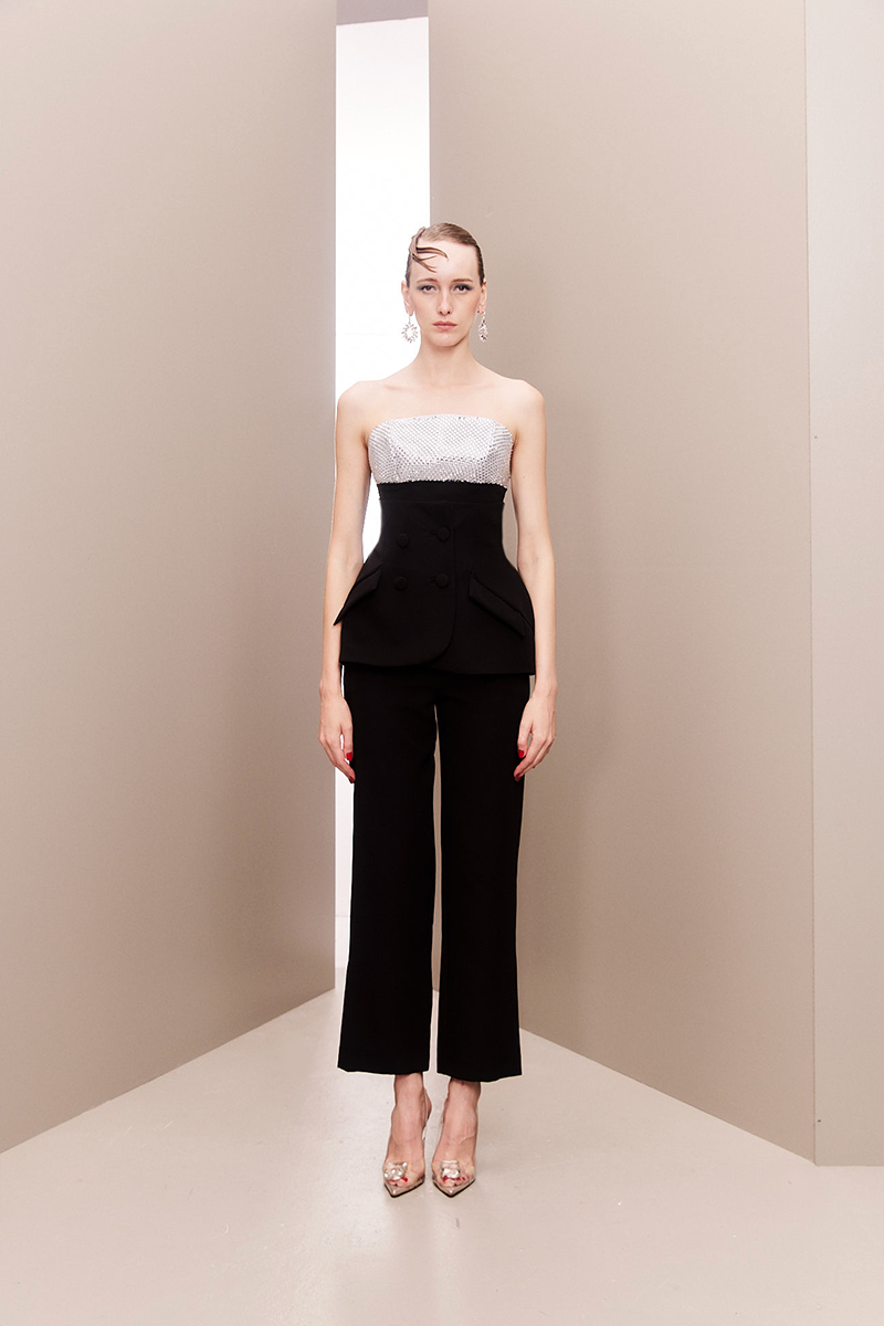 CRYSTAL EMBELLISHED THREE-PIECE ENSEMBLE