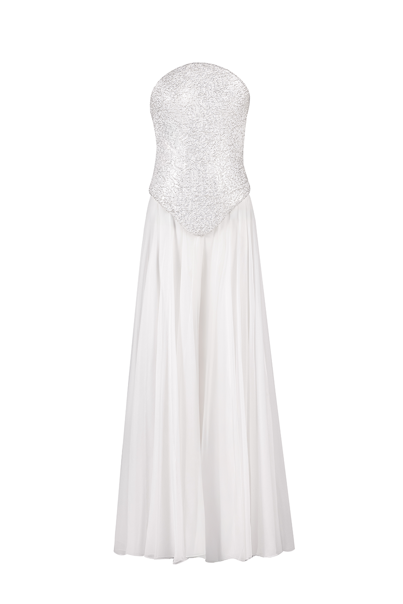 CORSET TOP WITH PALAZZO TROUSER SET IN WHITE