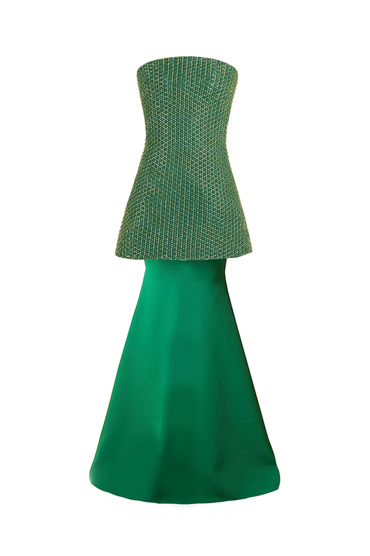 EMERALD CORSET TOP AND SKIRT SET