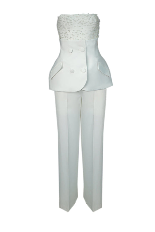 PEARL EMBELLISHED HOURGLASS BRIDAL THREE-PIECE SET