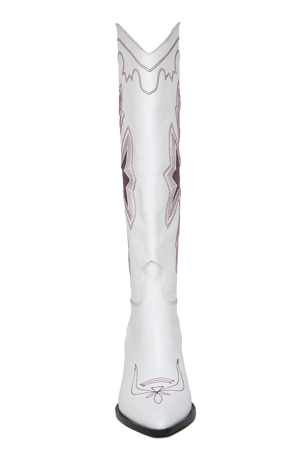 GIGI EMBROIDERED LEATHER KNEE BOOTS