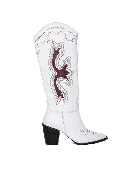 GIGI EMBROIDERED LEATHER KNEE BOOTS
