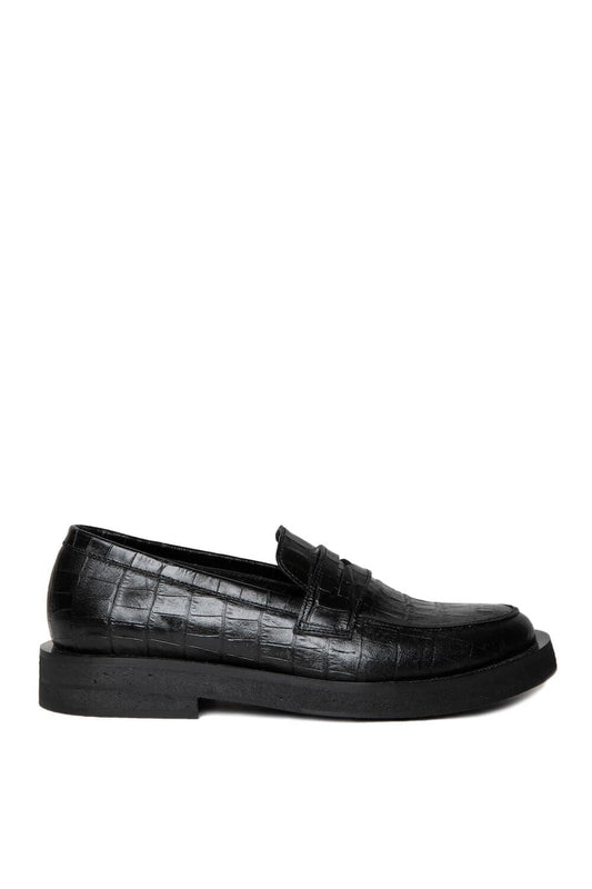 KATE CROC-EFFECT LEATHER LOAFERS