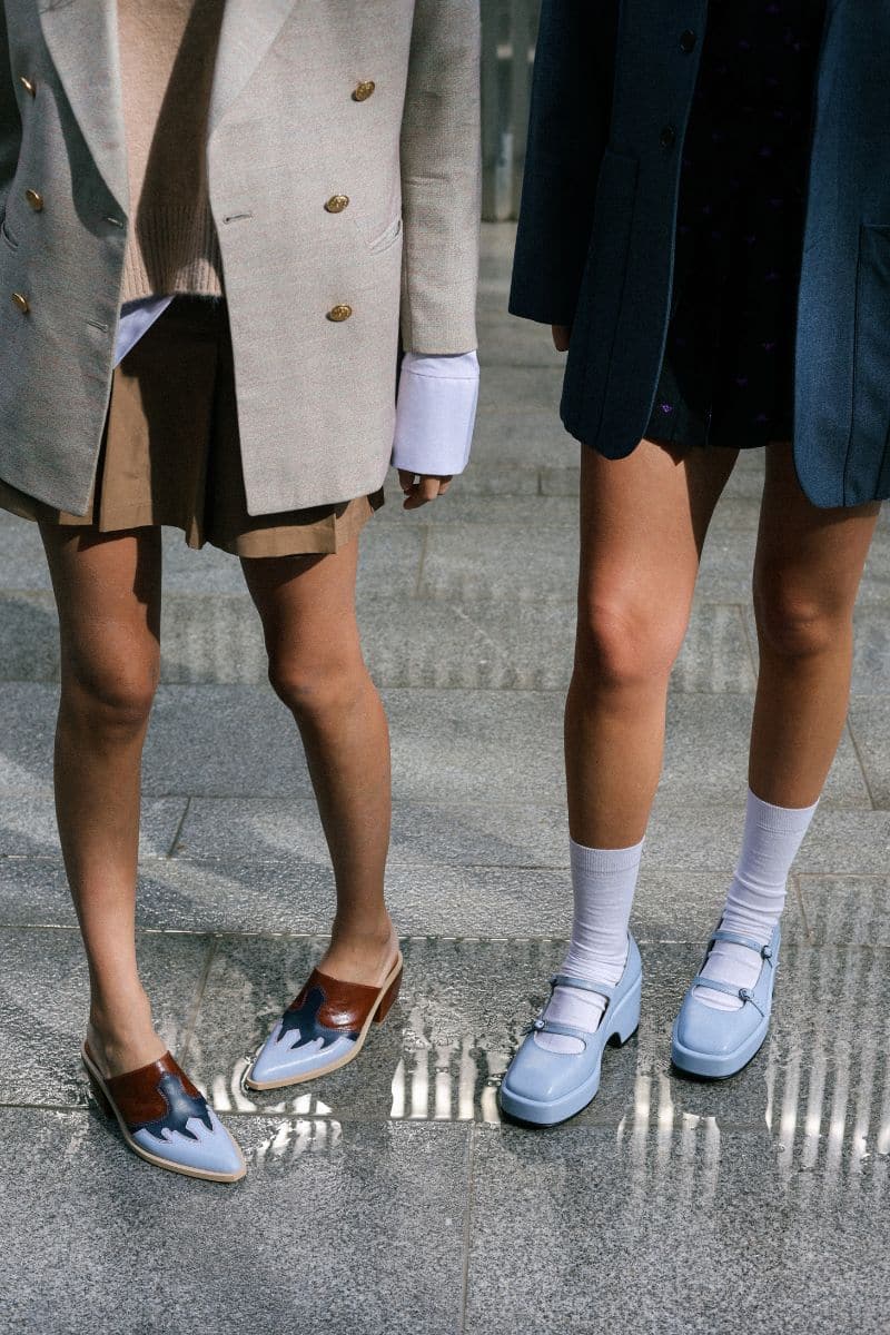 MARY JANE BLUE LEATHER PLATFORM SHOES