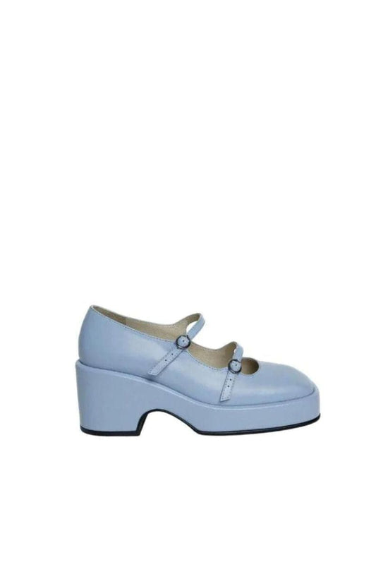 MARY JANE BLUE LEATHER PLATFORM SHOES