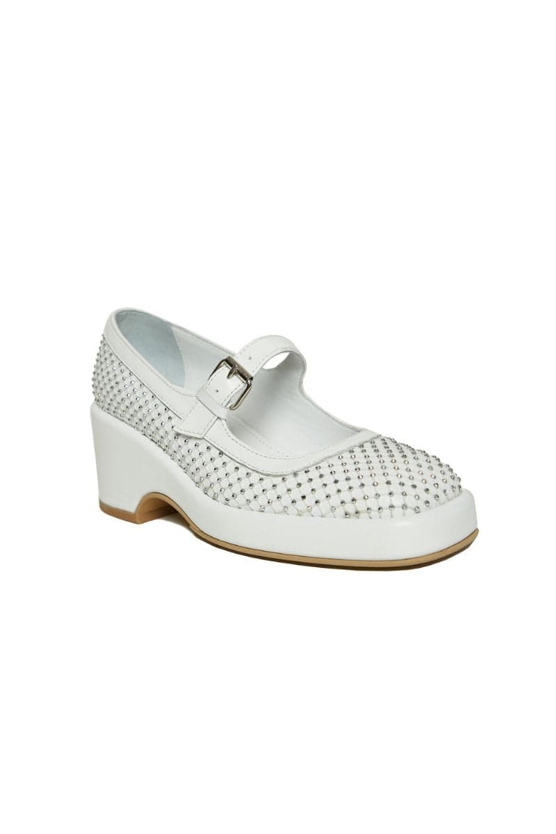 WHITE MARY JANE PLATFORM WITH GEMS