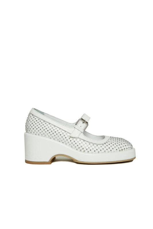 WHITE MARY JANE PLATFORM WITH GEMS