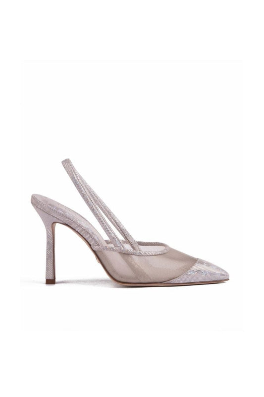 DISCO SUEDE MESH SLING HEELS