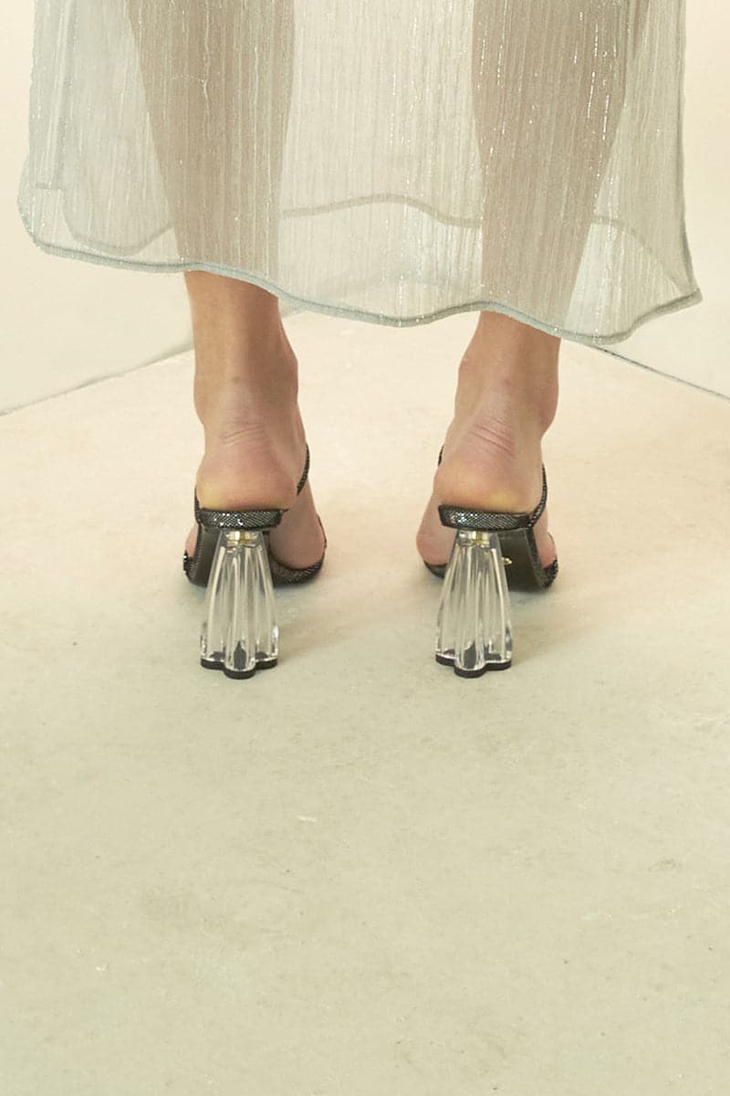 FIORELLINI BLACK DISCO GLASS MULES