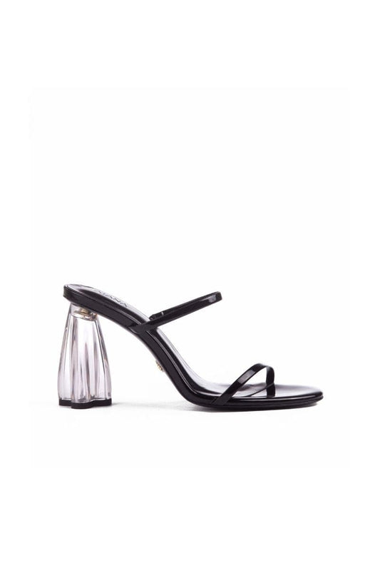 FIORELLINI GLASS BLACK PATENT BLOCK HEELS