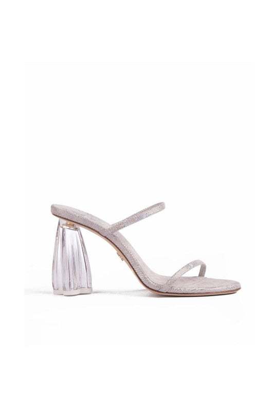 FIORELLINI GLASS DISCO SUEDE BLOCK HEELS