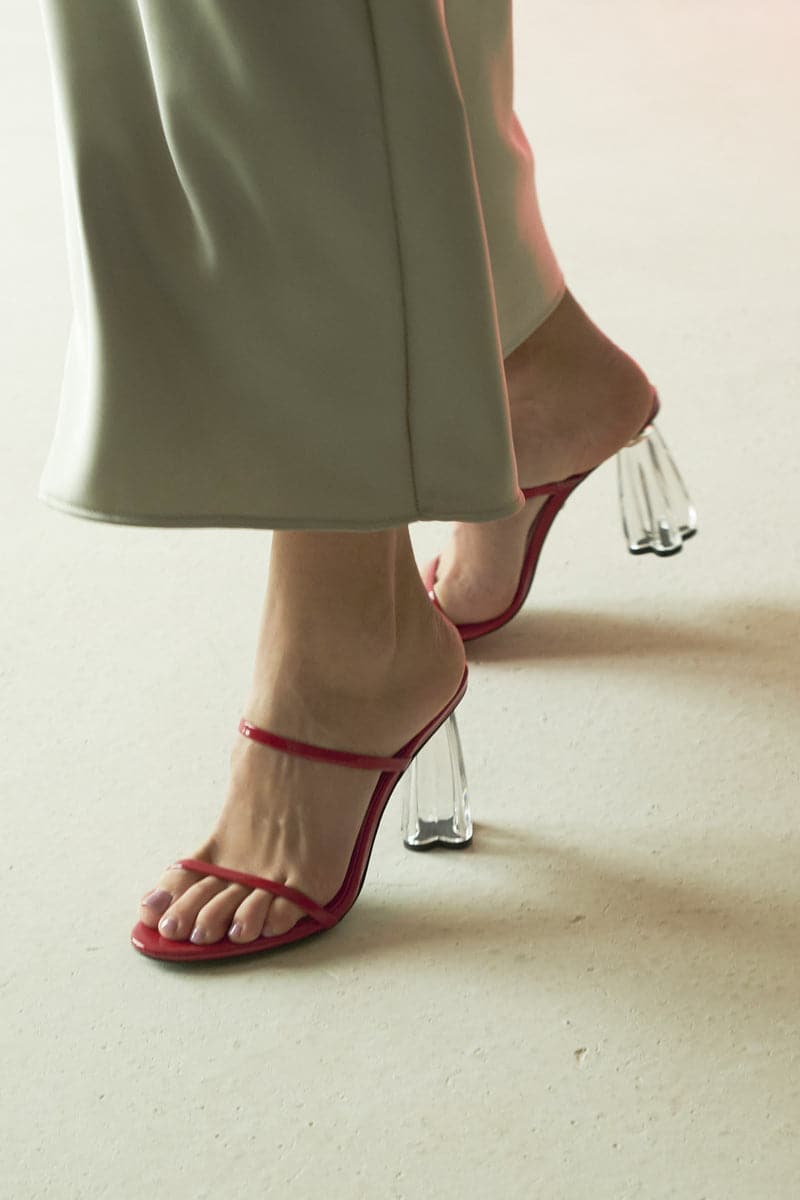 FIORELLINI RED GLASS MULES