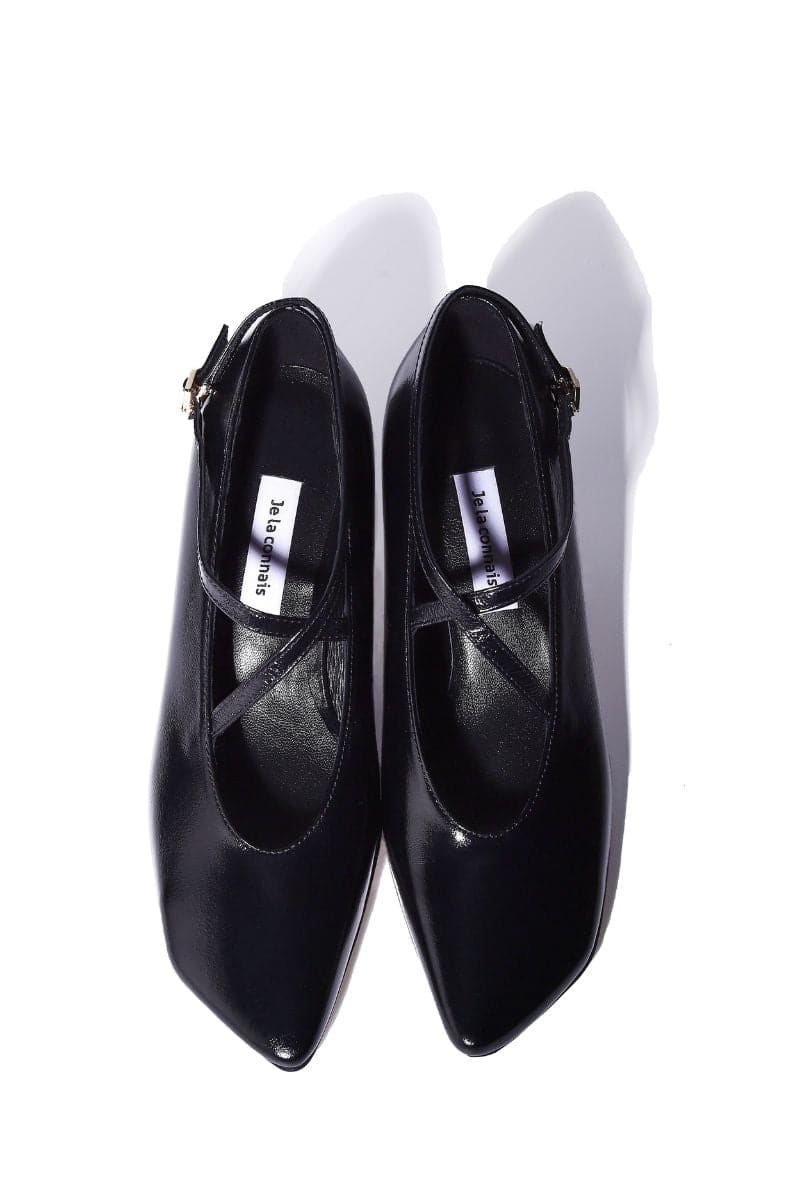 PISA BLACK X-STRAP HEELS