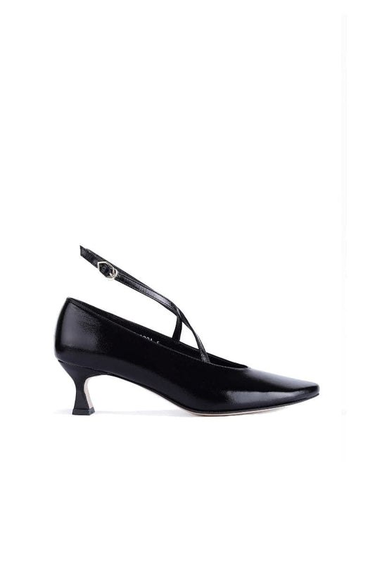 PISA BLACK X-STRAP HEELS
