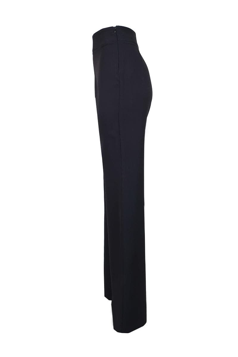 FLORAL ADORNED ONE-SHOULDER BLACK TOP AND PANTS SET