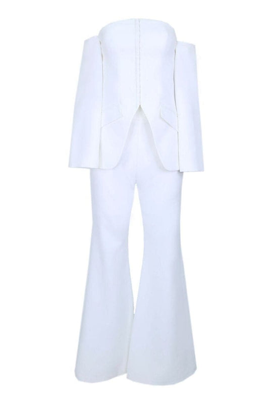 STRAPLESS BRIDAL ENSEMBLE TOP AND PANTS SET