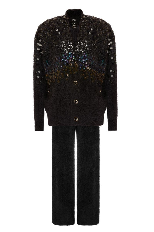 KNITTED BLACK SEQUIN SET