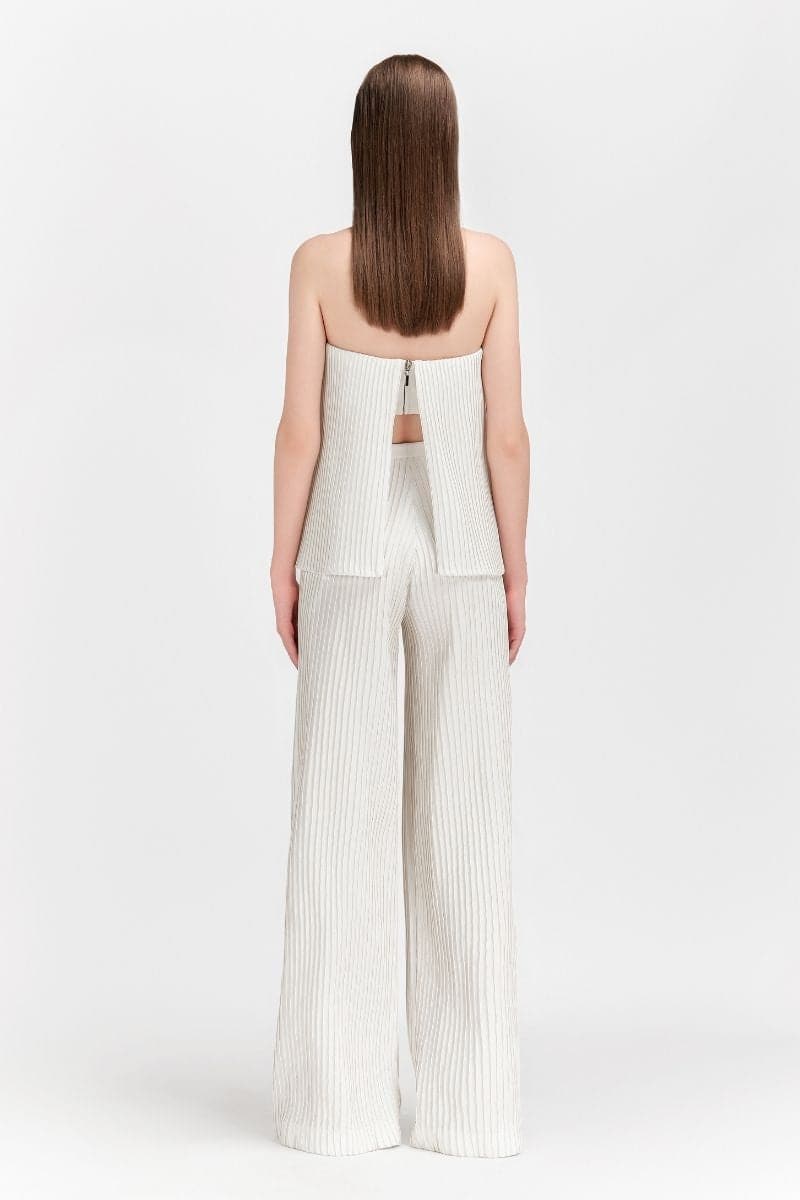 WHITE LAYLA STRAPLESS TOP AND PANTS SET