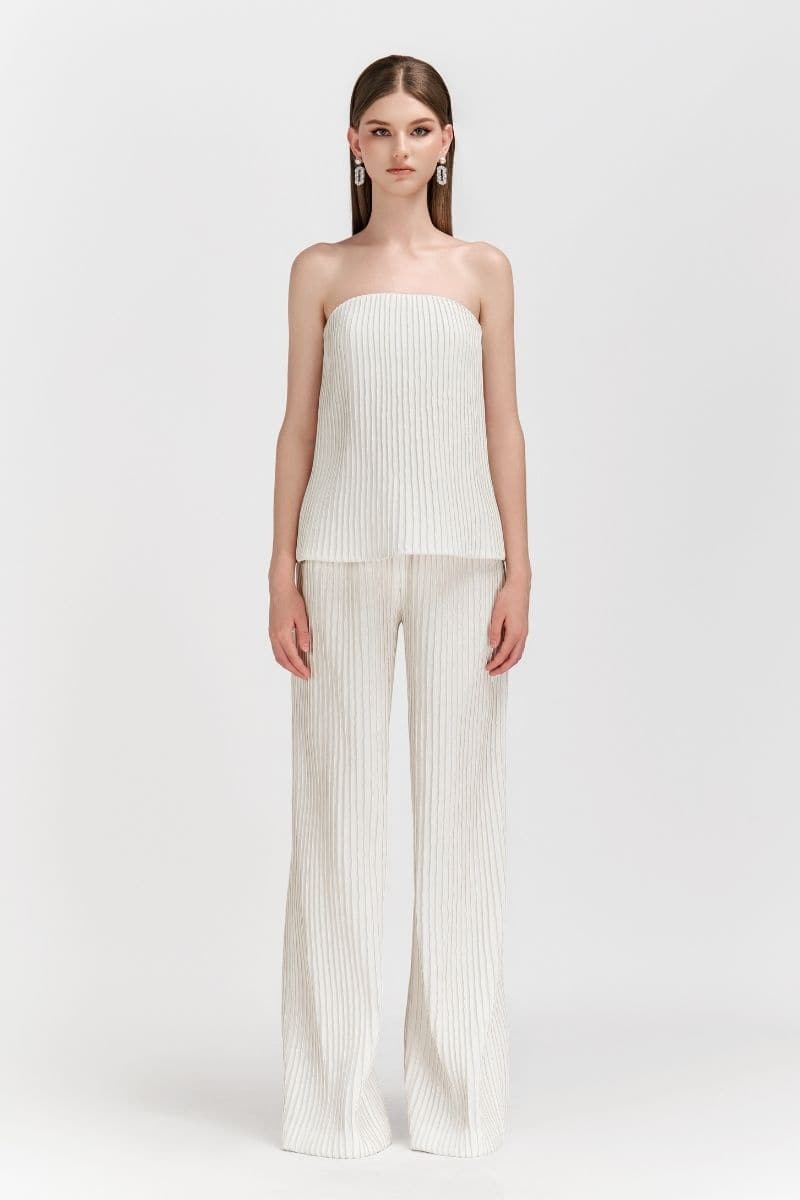 WHITE LAYLA STRAPLESS TOP AND PANTS SET