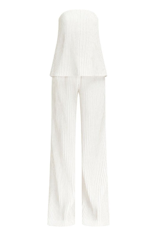 WHITE LAYLA STRAPLESS TOP AND PANTS SET