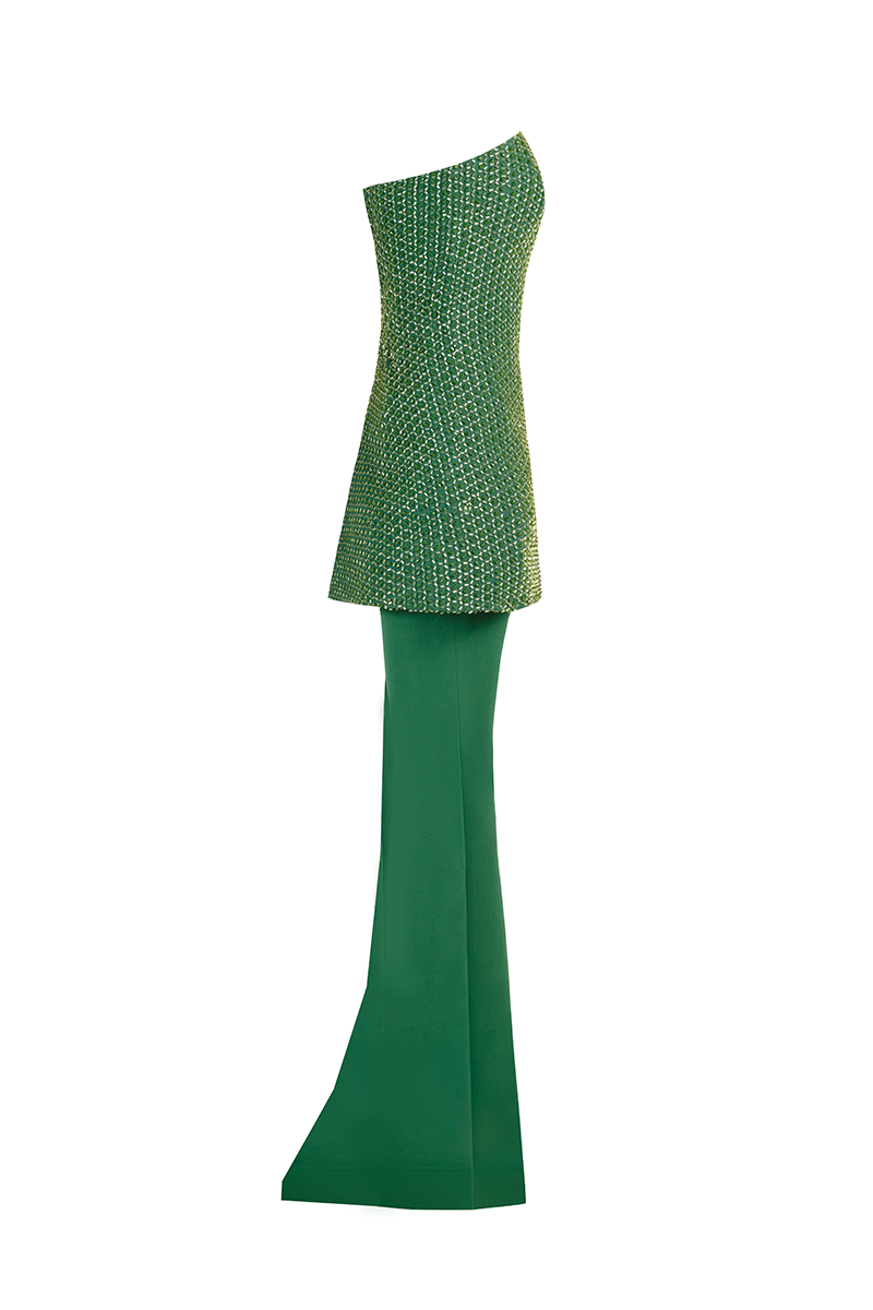 EMERALD CORSET TOP AND SKIRT SET